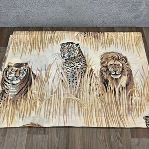 Vintage American Lifestyle Burlington Safari Twin Flat Sheet Lion Tiger Leopard